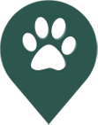 Location Marker with Paw Print Icon